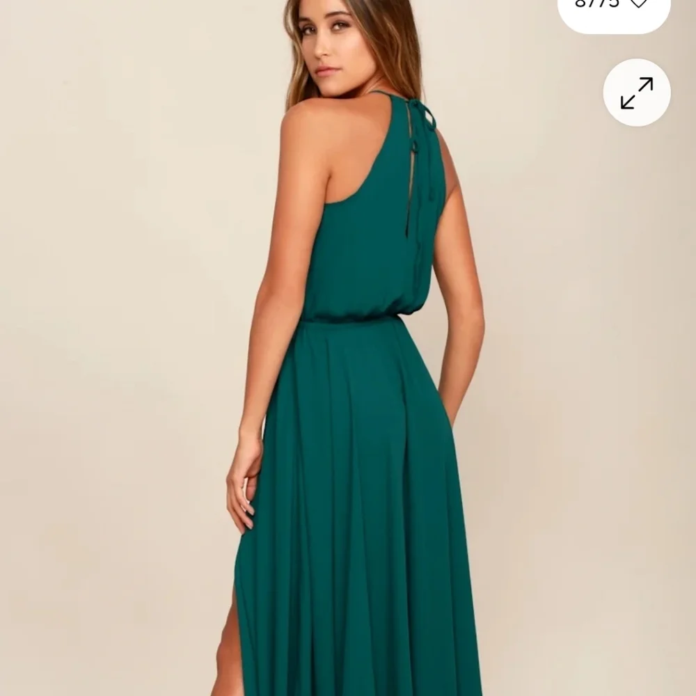 Lulu's Women's Teal Halter Maxi Fairy Whimsical Forest Bridesmaid Dress. Size M - Picture 2 of 9